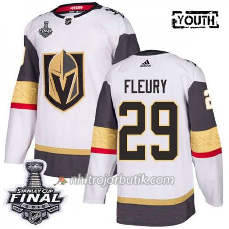 Barn Ishockey Vegas Golden Knights Tröja Marc-Andre Fleury 29 2018 Stanley Cup Final Patch Adidas Vit Authentic